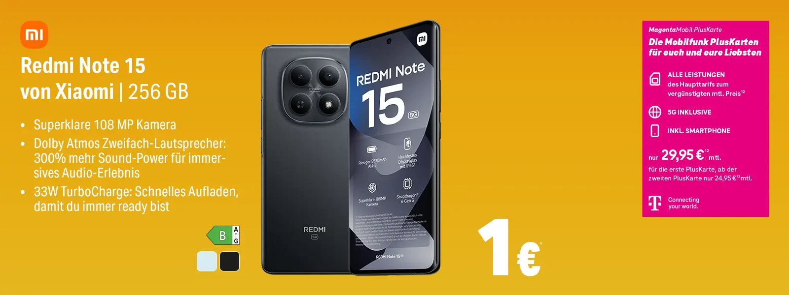 Werbebanner: Xiaomi Redmi Note 15 256 GB Smartphone mit 108 MP Kamera und 5G